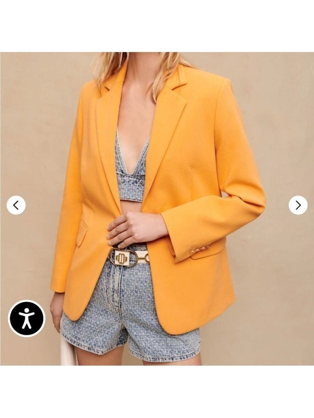 Maje Vibrant Orange Women's Blazer - Picture 3 of 11